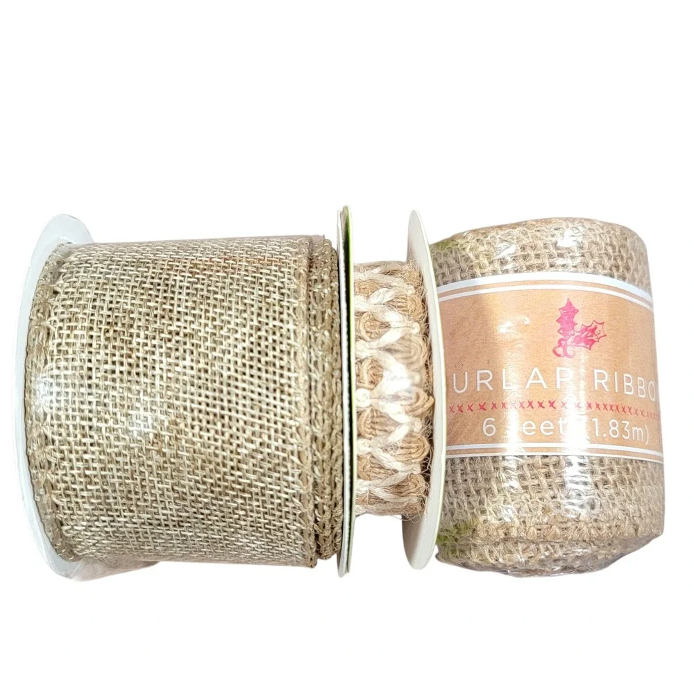 Fall Wire‎ Edged Ribbon Lot of 17 51 Yds Burlap Autumn Harvest Wreath Crafts DIY